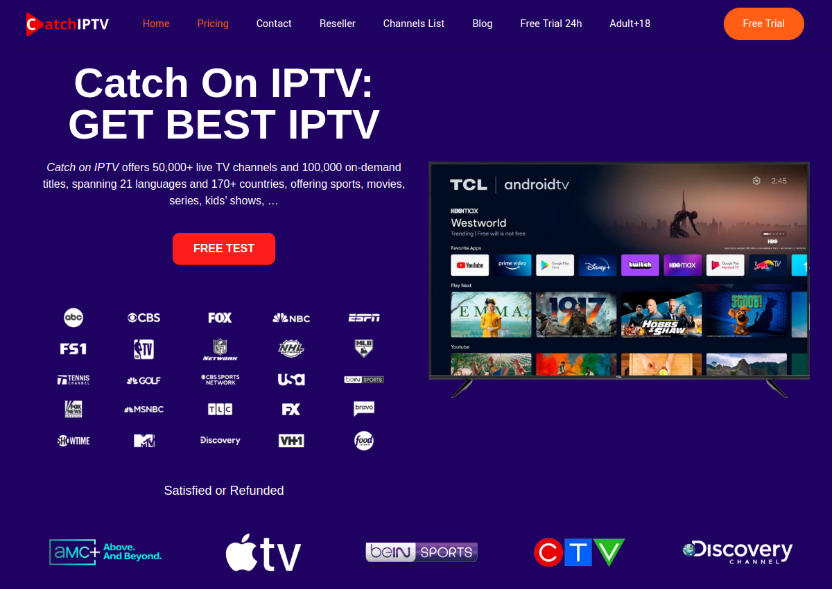 Screenshot of the CatchIPTV website.